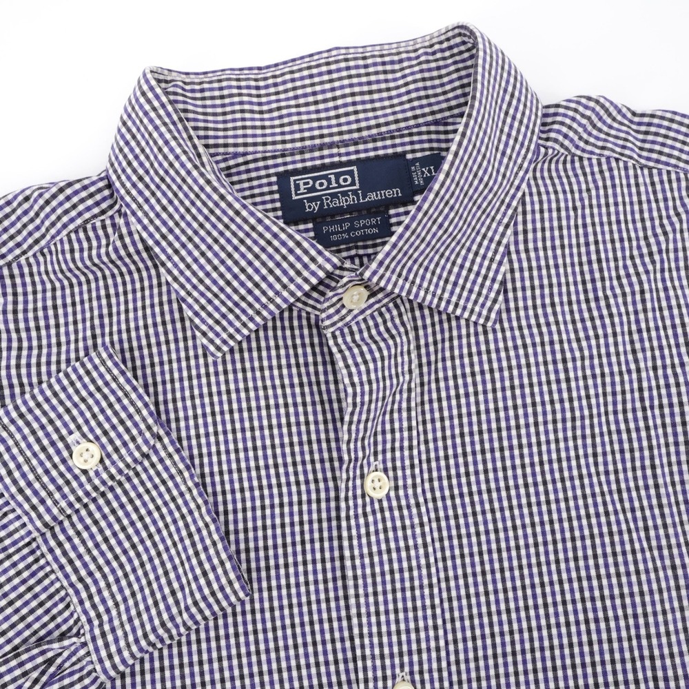 Polo Ralph Lauren Philip Sport Gingham Shirt Purple Long Sleeve Mens XL
